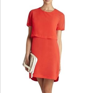 Red Bcbgmaxazria cropped overlay detail mini dress